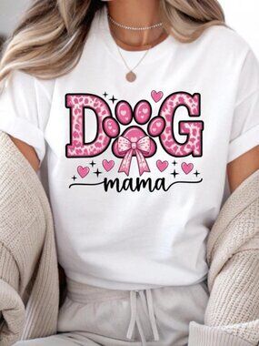 Dog Mama Shirt, Cute Puppy Mom Gift, Paw Print T-Shirt, Fur Mama Top